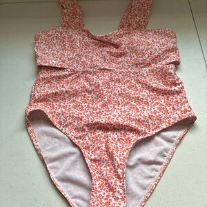 Women’s SHEIN  Floral two Piece Swimsuit - orange and white